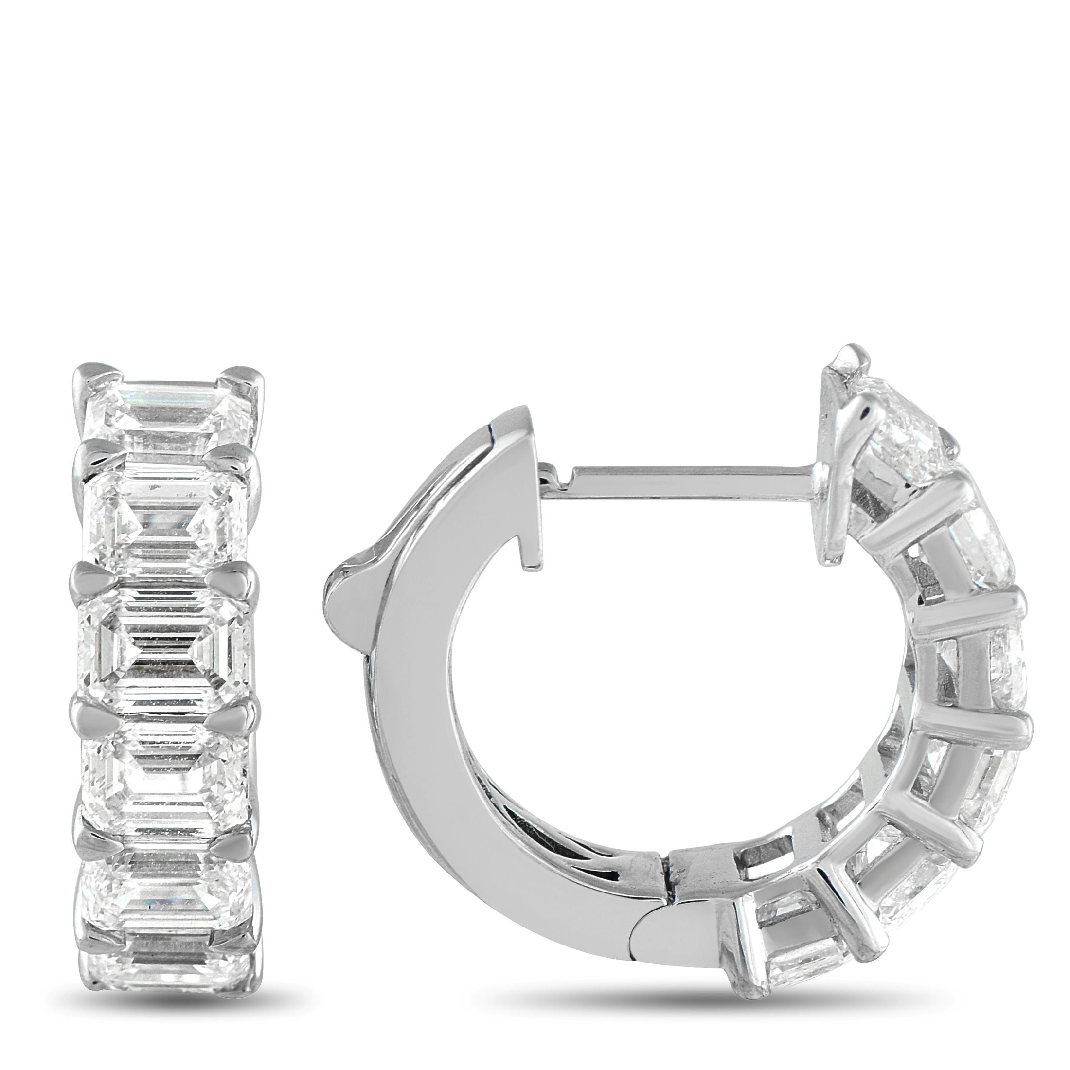 Exclusive 18K White Gold 3.85ct Diamond Huggie Hoop Earrings