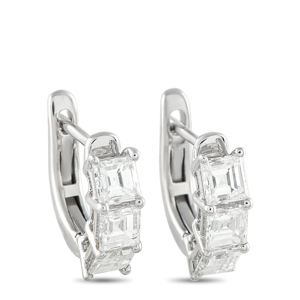 Exclusive 18K White Gold 1.70ct Diamond Huggie Hoop Earrings AER-19904-1 – Subtle can be striking, as proven by these Exclusi