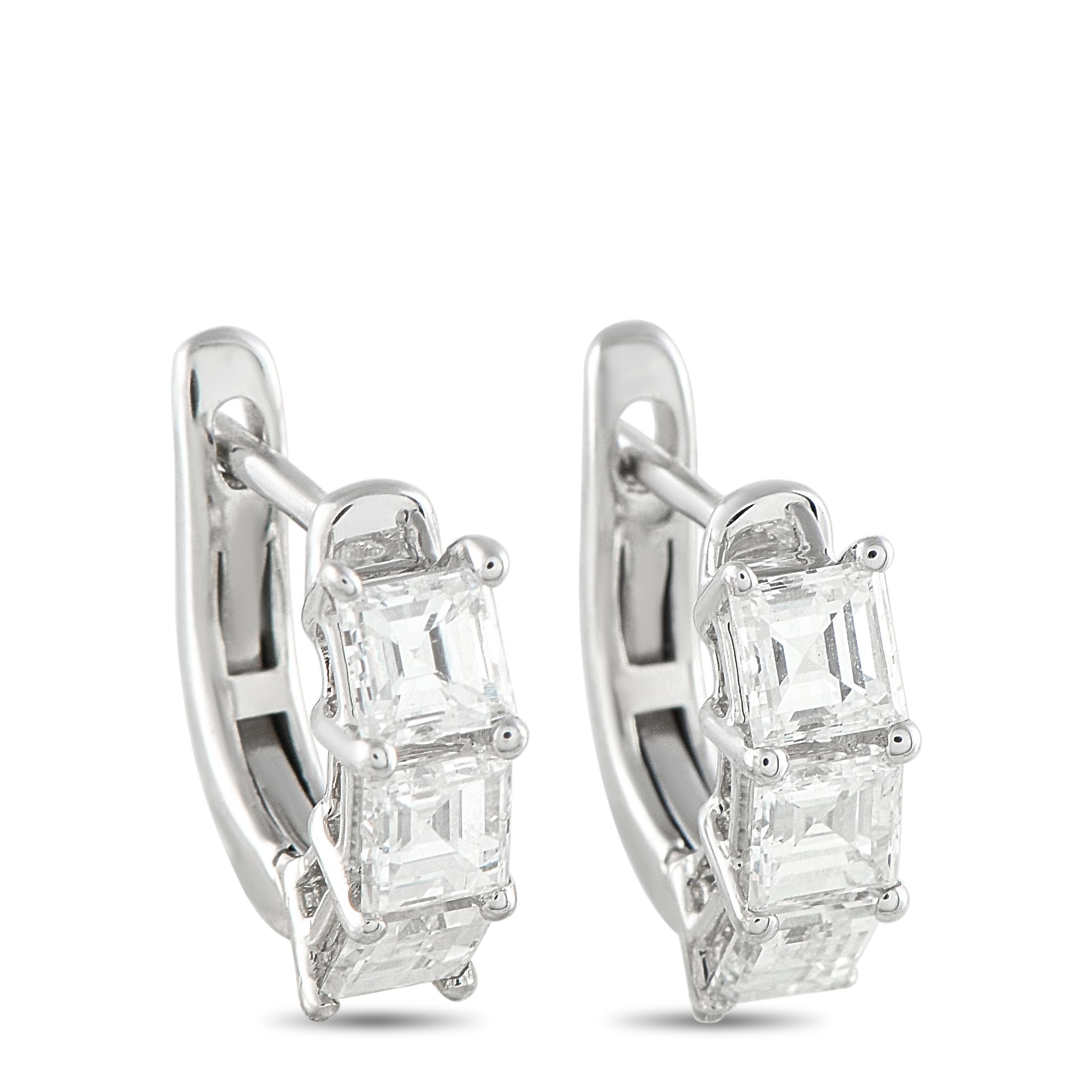 Exclusive 18K White Gold 1.70ct Diamond Huggie Hoop Earrings AER-19904-1 – Subtle can be striking, as proven by these Exclusi
