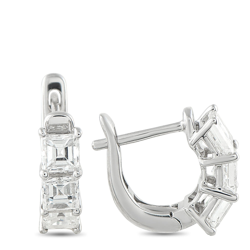 Exclusive 18K White Gold 1.70ct Diamond Huggie Hoop Earrings