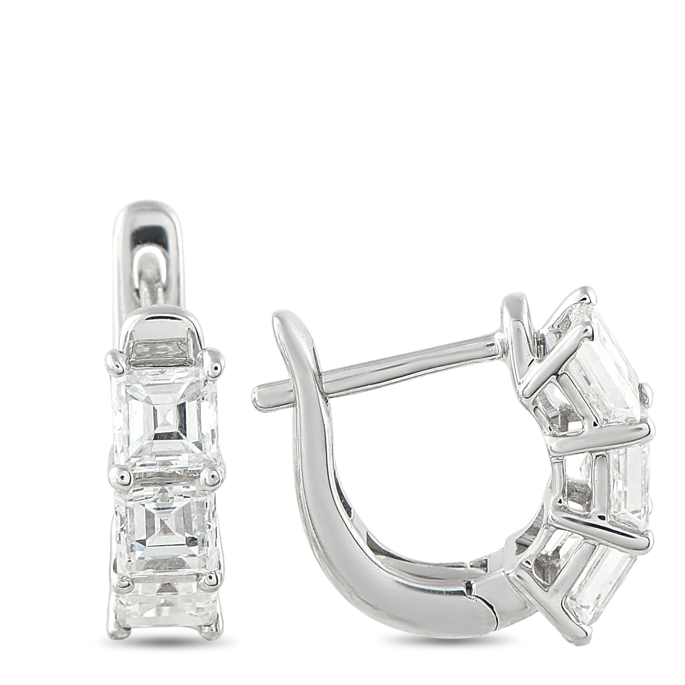 Exclusive 18K White Gold 1.70ct Diamond Huggie Hoop Earrings