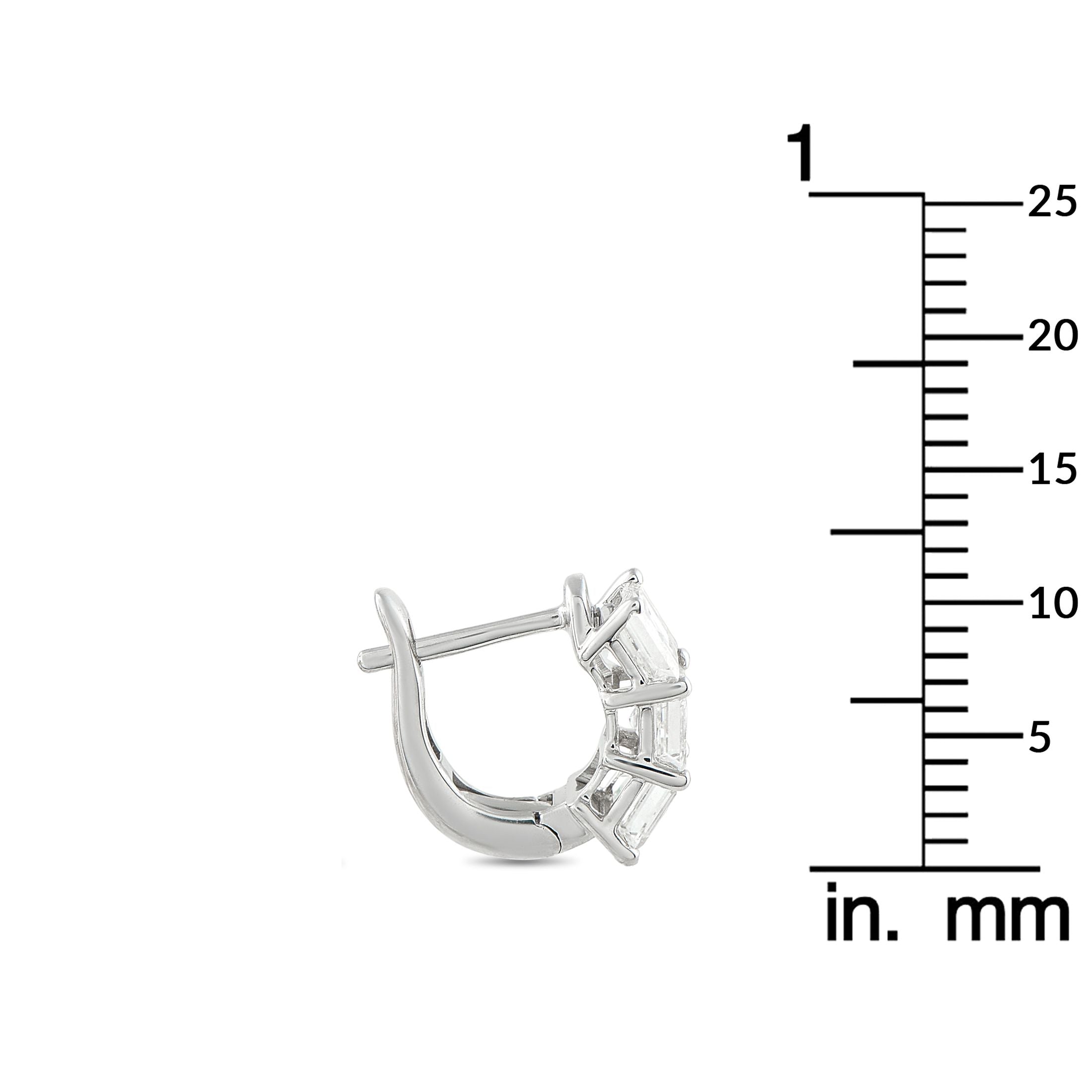 Exclusive 18K White Gold 1.70ct Diamond Huggie Hoop Earrings