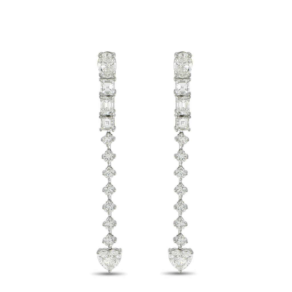 18K White Gold 3.95ct Diamond Dangle Earrings