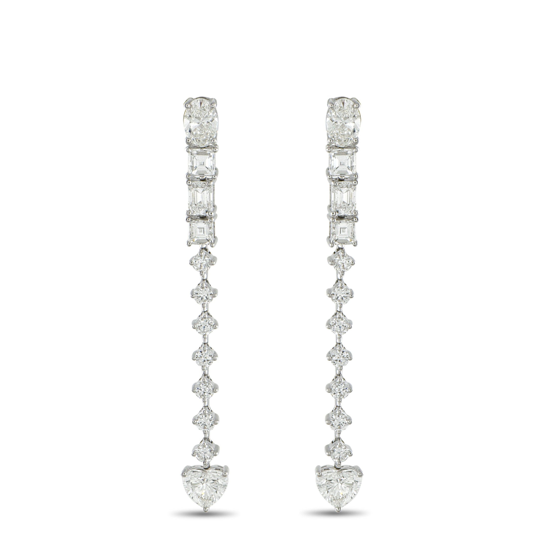18K White Gold 3.95ct Diamond Dangle Earrings