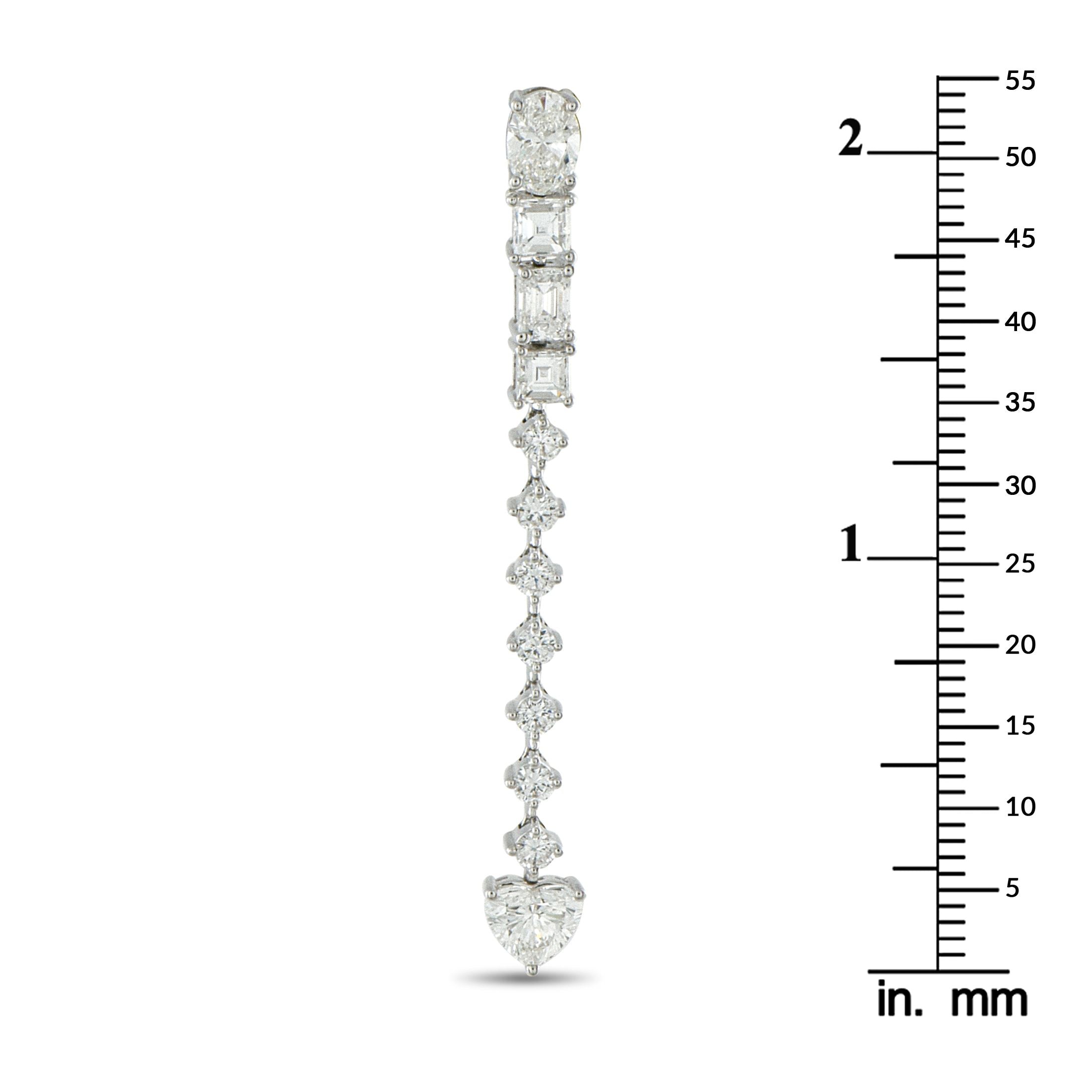 Exclusive 18K White Gold 3.95ct Diamond Dangle Earrings