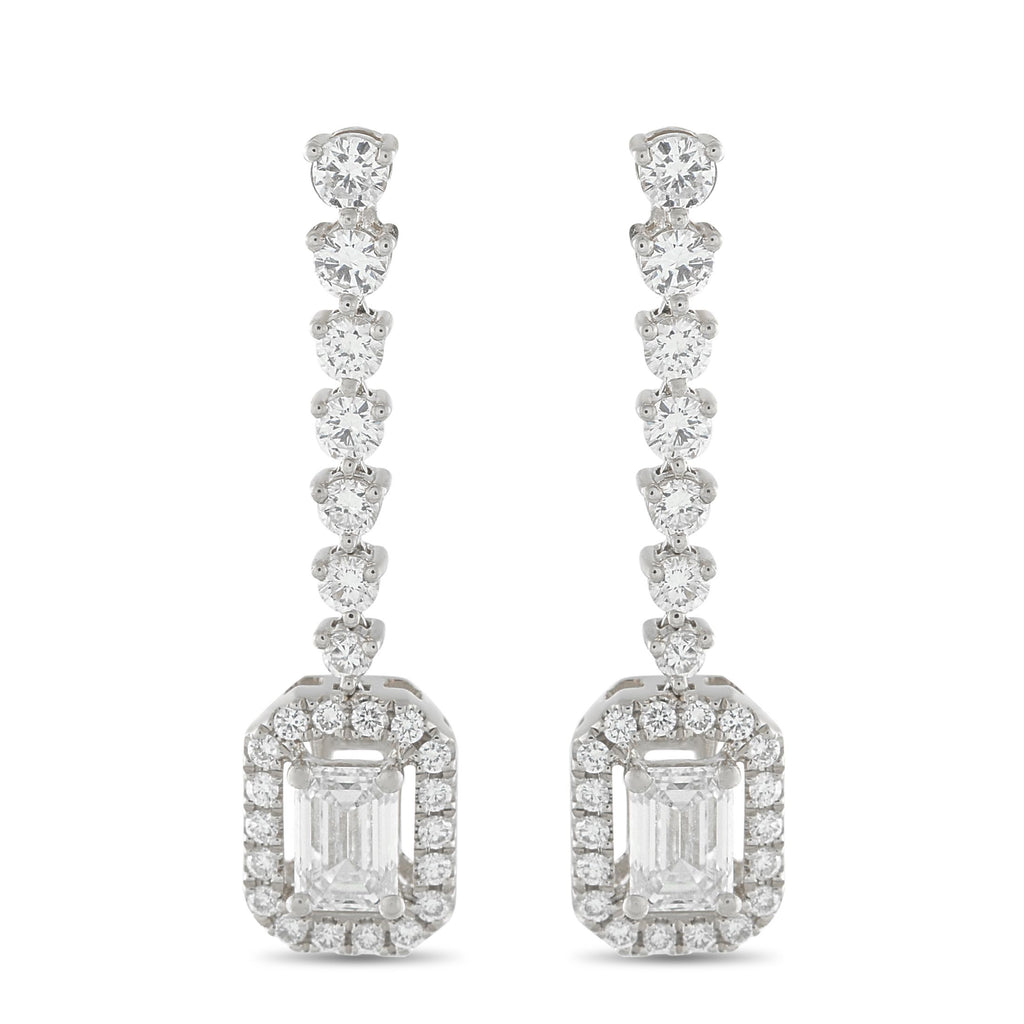 Exclusive 18K White Gold 2.0ct Diamond Drop Earrings AER-19796 – Rhythm and radiance intertwine in these Exclusive  drop earr