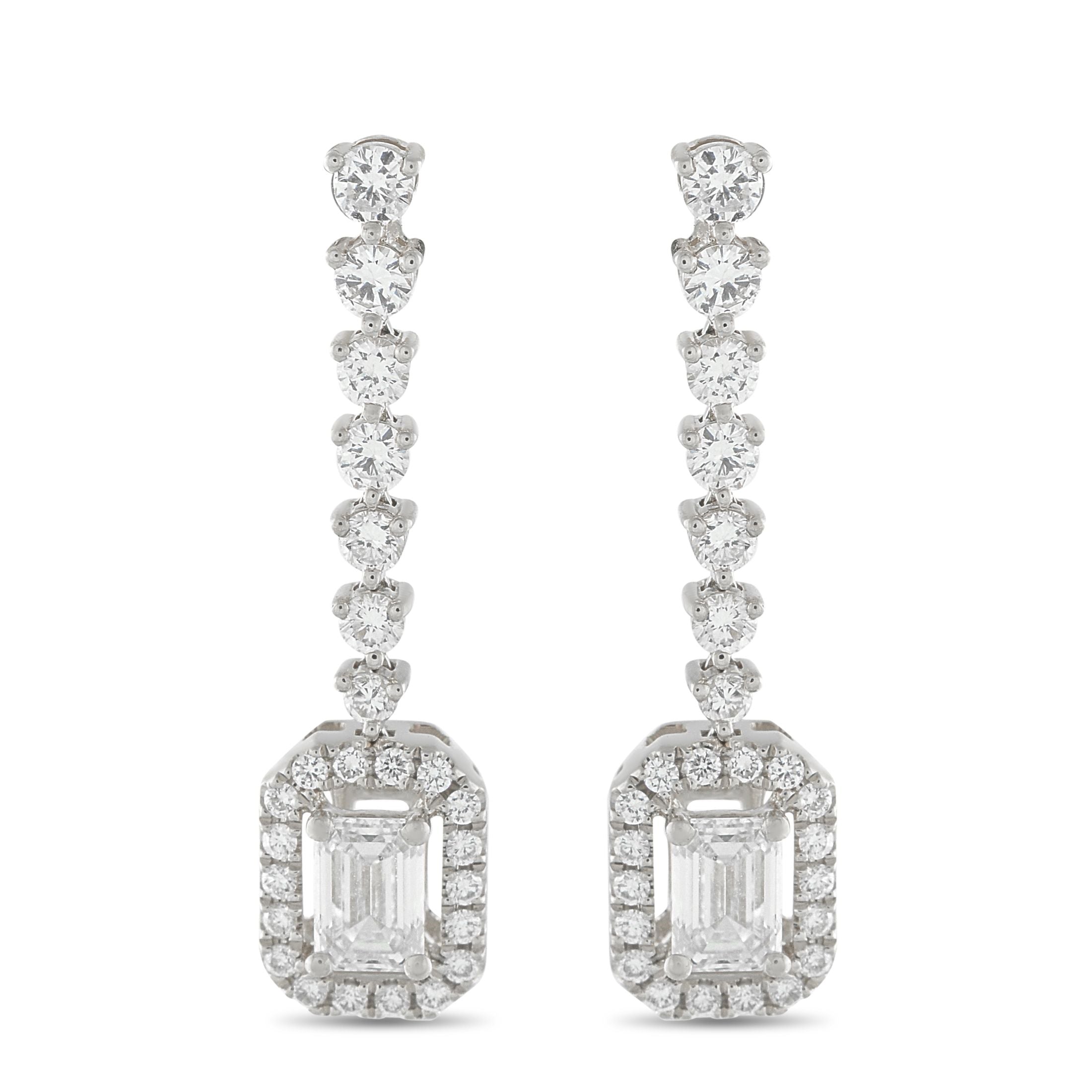 Exclusive 18K White Gold 2.0ct Diamond Drop Earrings AER-19796 – Rhythm and radiance intertwine in these Exclusive  drop earr