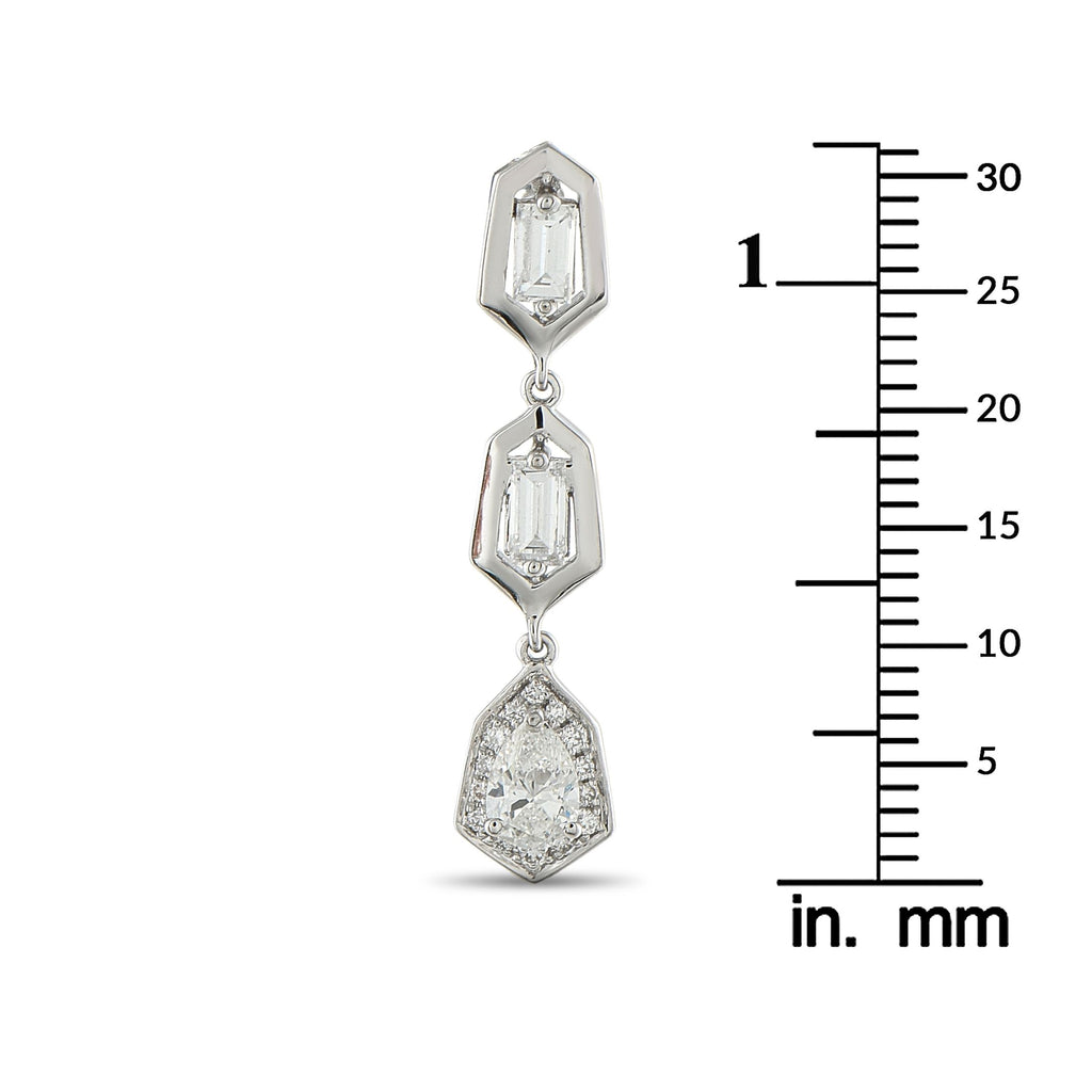 Exclusive 18K White Gold 1.70ct Diamond Geometric Drop Earrings