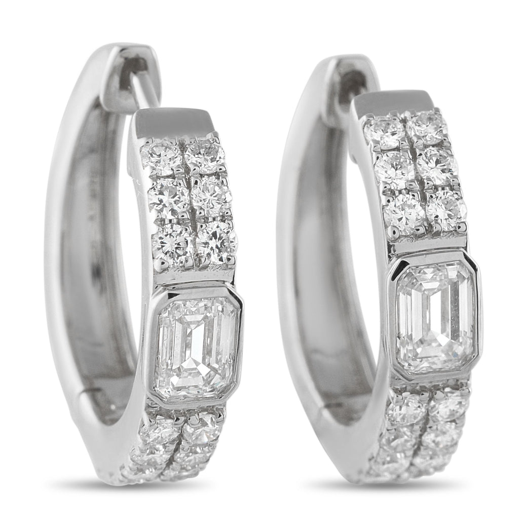 Exclusive 18K White Gold 1.60ct Diamond Huggie Hoop Earrings AER-20558 – These 18K white gold huggie hoops are designed for e
