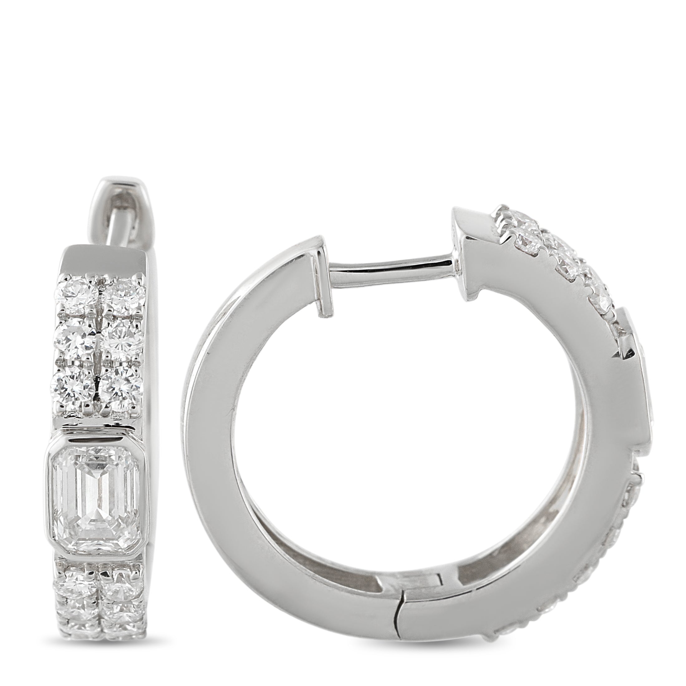 18K White Gold 1.60ct Diamond Huggie Hoop Earrings
