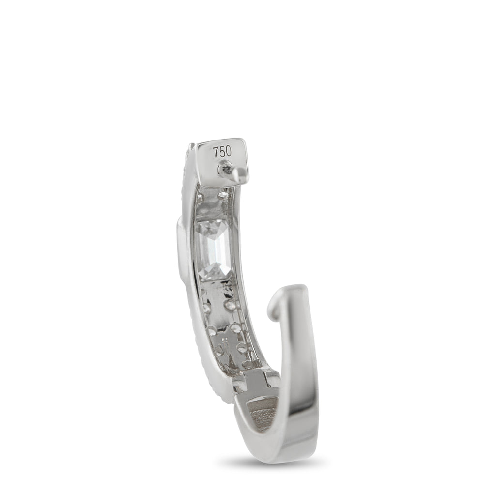 18K White Gold 1.60ct Diamond Huggie Hoop Earrings