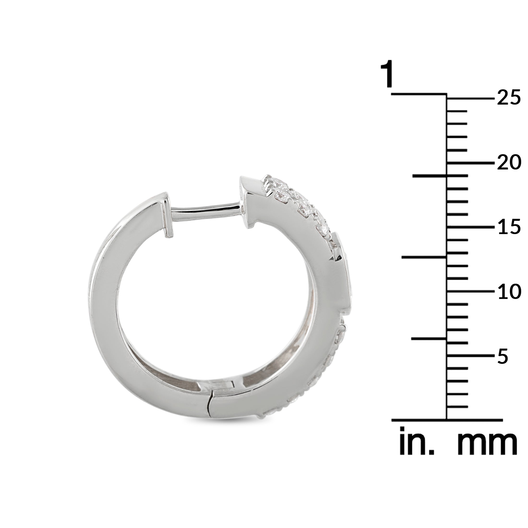 18K White Gold 1.60ct Diamond Huggie Hoop Earrings