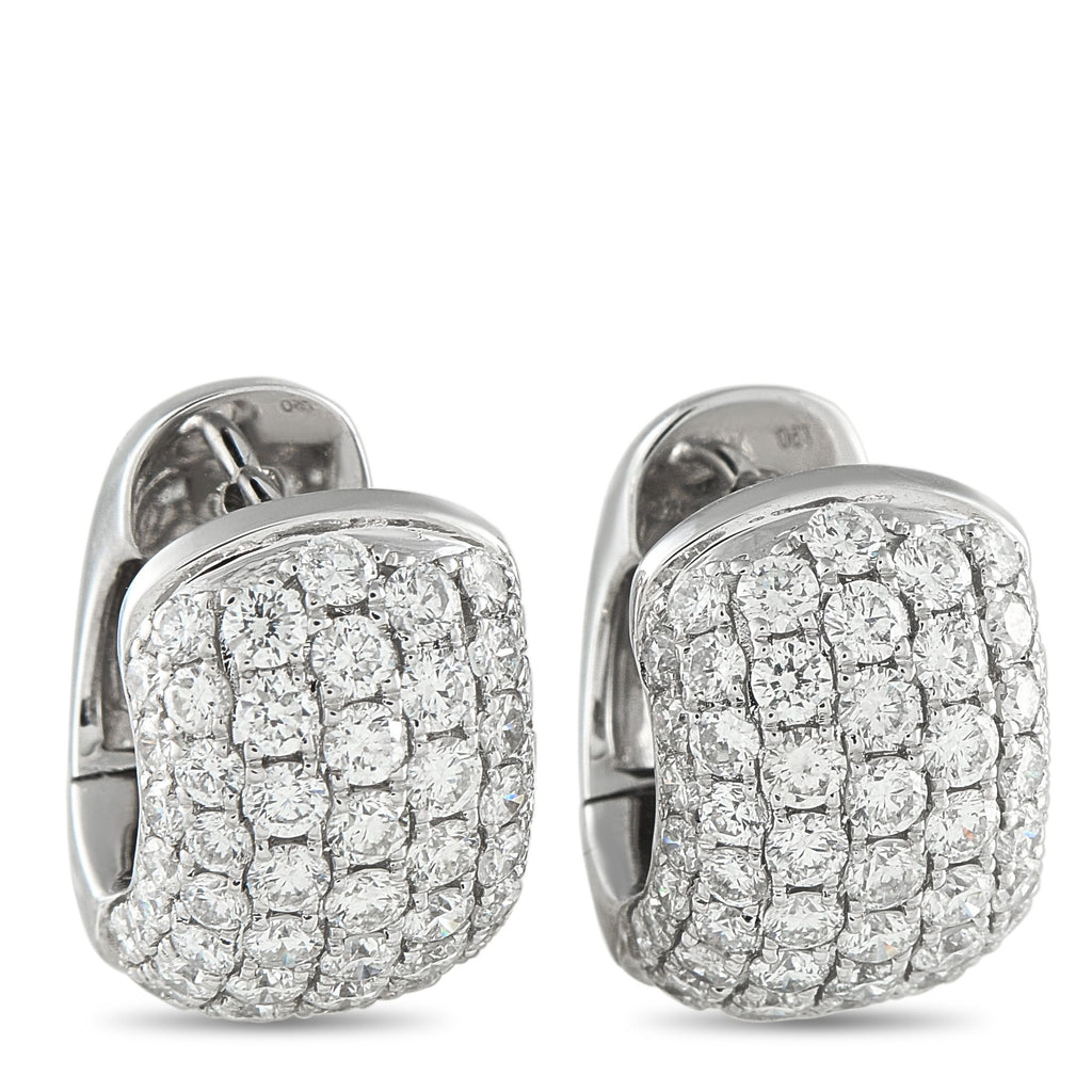 Exclusive 18K White Gold 3.10ct Diamond Wide Huggie Earrings AER-15403 – The perfect pair for a polished, substantial look wi