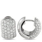 Exclusive 18K White Gold 3.10ct Diamond Wide Huggie Earrings