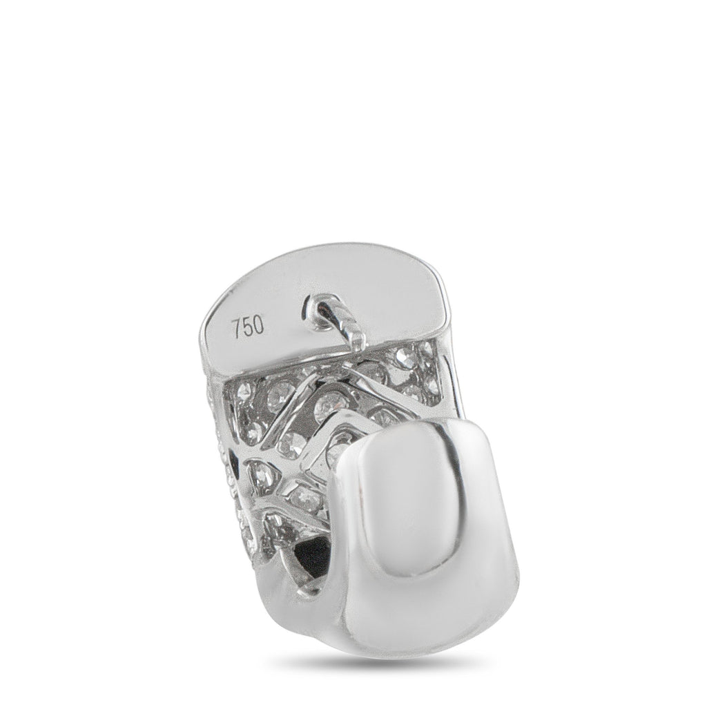 Exclusive 18K White Gold 3.10ct Diamond Wide Huggie Earrings