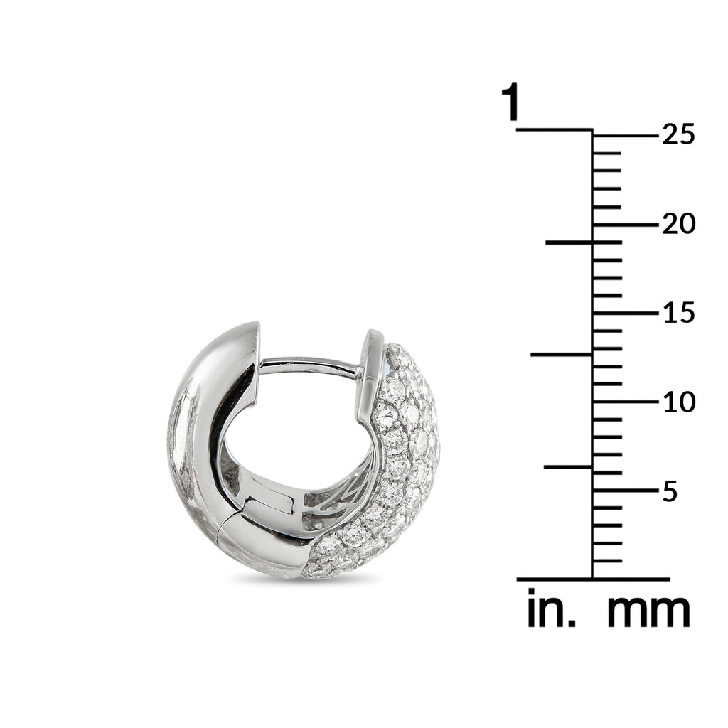 Exclusive 18K White Gold 3.10ct Diamond Wide Huggie Earrings