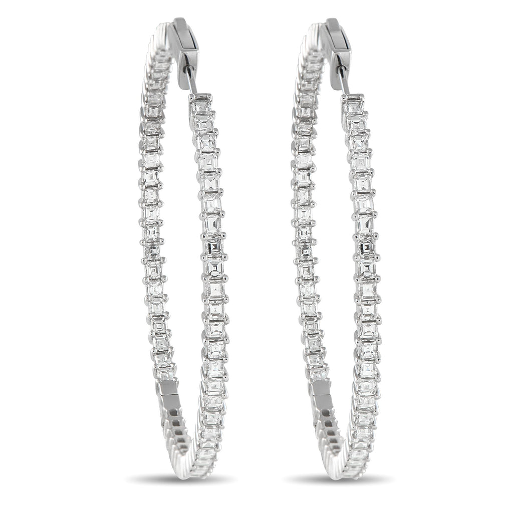 Exclusive 18K White Gold 4.40ct Diamond Inside-Out Hoop Earrings AER-13964-70 – In classic in-and-out design, these slim diam
