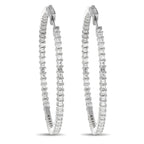Exclusive 18K White Gold 4.40ct Diamond Inside-Out Hoop Earrings AER-13964-70 – In classic in-and-out design, these slim diam