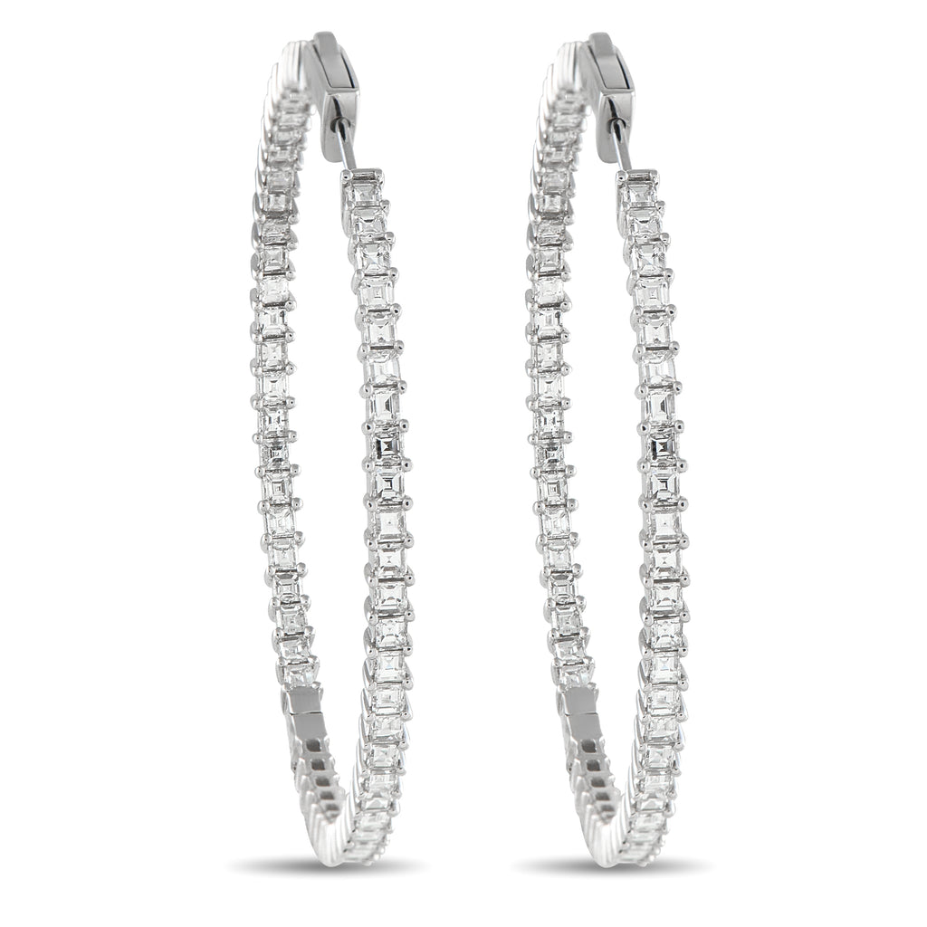 18K White Gold 4.40ct Diamond Inside-Out Hoop Earrings