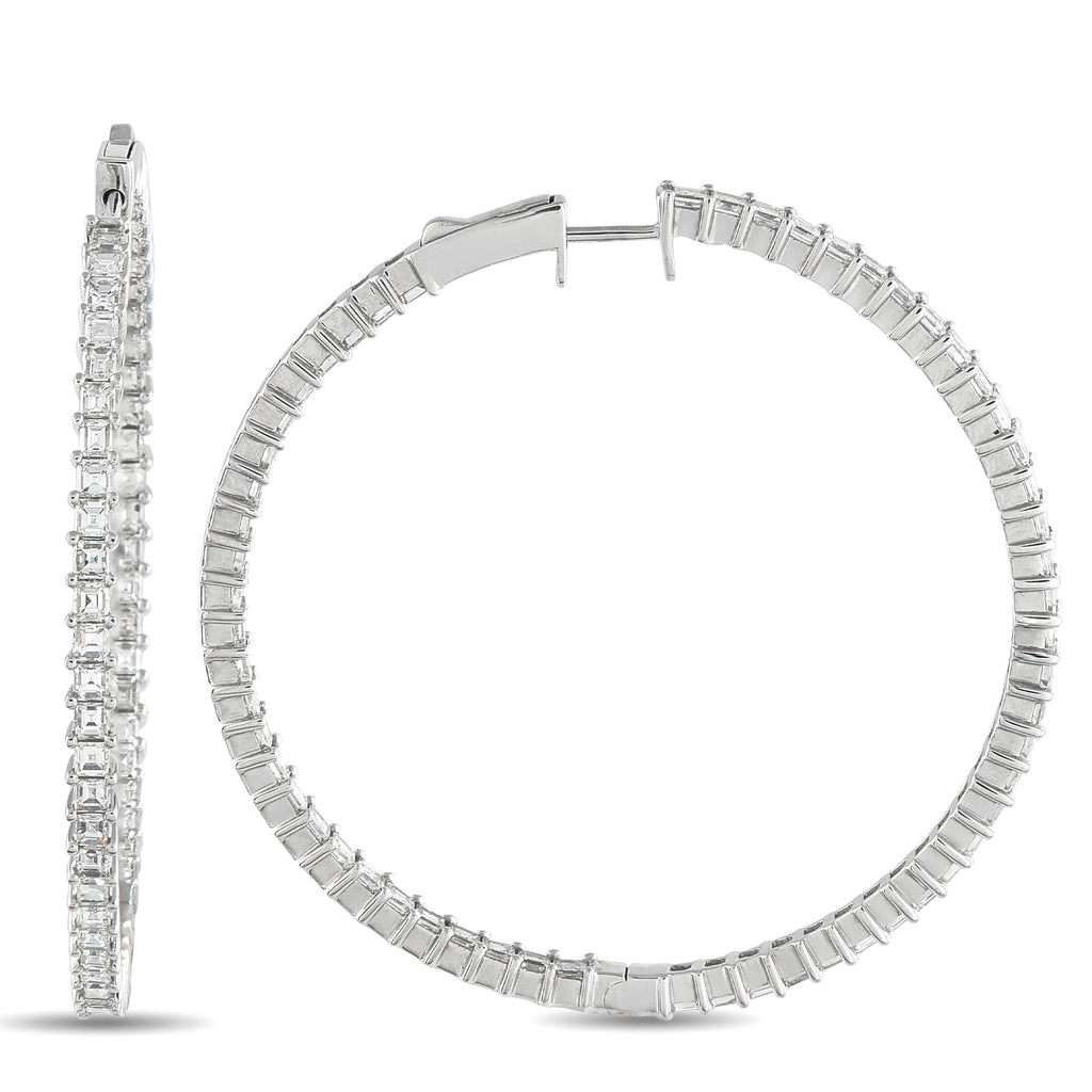 Exclusive 18K White Gold 4.40ct Diamond Inside-Out Hoop Earrings