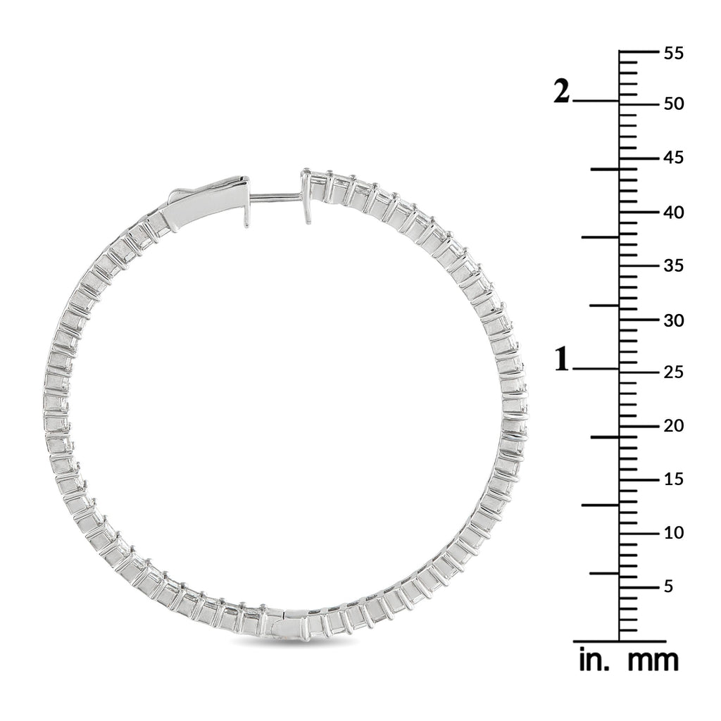 Exclusive 18K White Gold 4.40ct Diamond Inside-Out Hoop Earrings