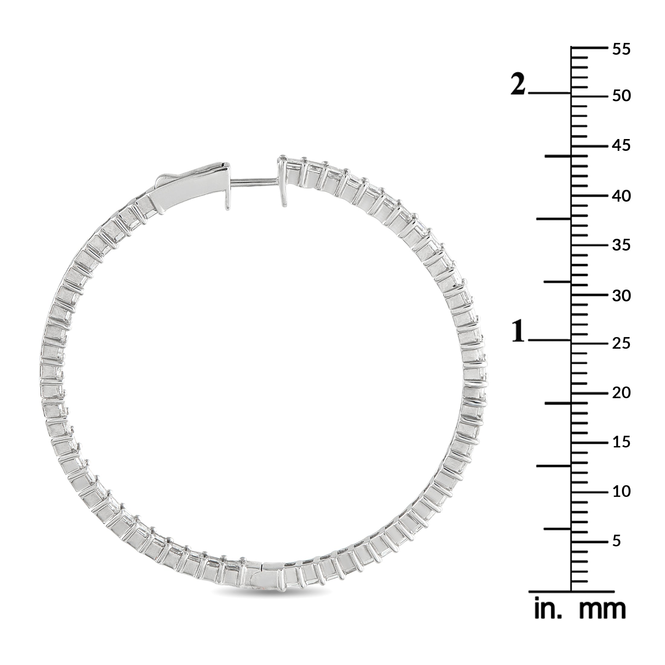 18K White Gold 4.40ct Diamond Inside-Out Hoop Earrings