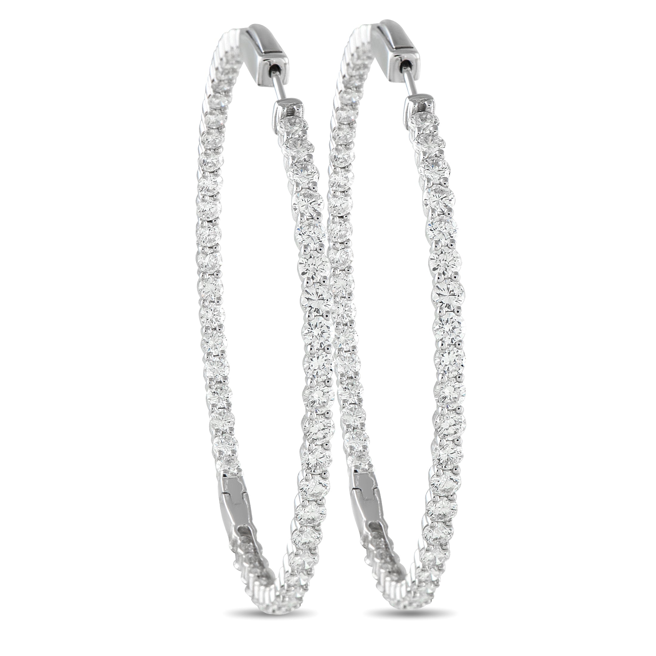 18K White Gold 7.20ct Diamond Inside-Out Hoop Earrings
