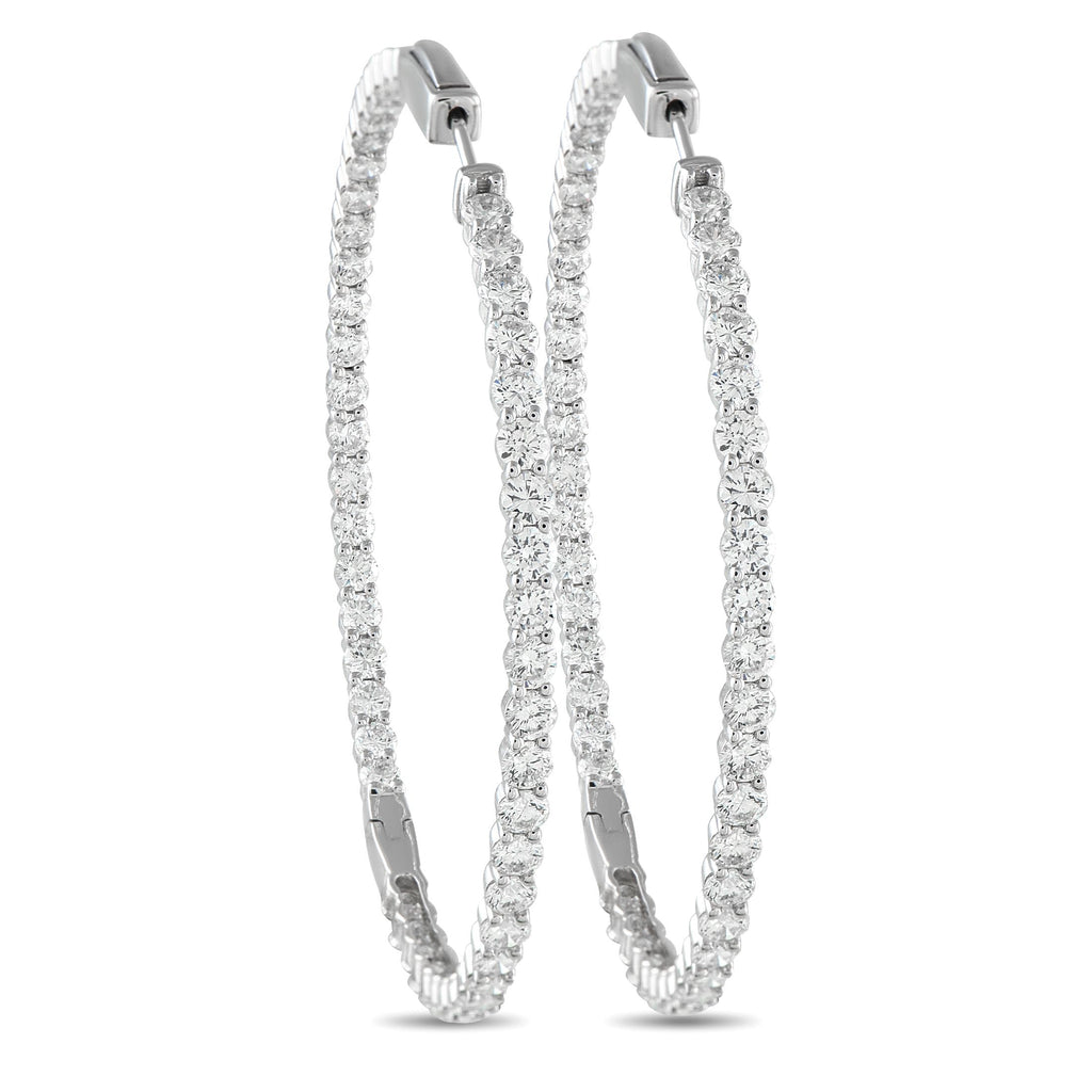 Exclusive 18K White Gold 7.20ct Diamond Inside-Out Hoop Earrings AER-12996 – These slim diamond hoops measure 2 x 2