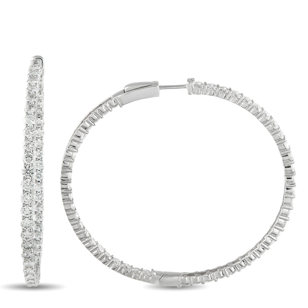 Exclusive 18K White Gold 7.20ct Diamond Inside-Out Hoop Earrings