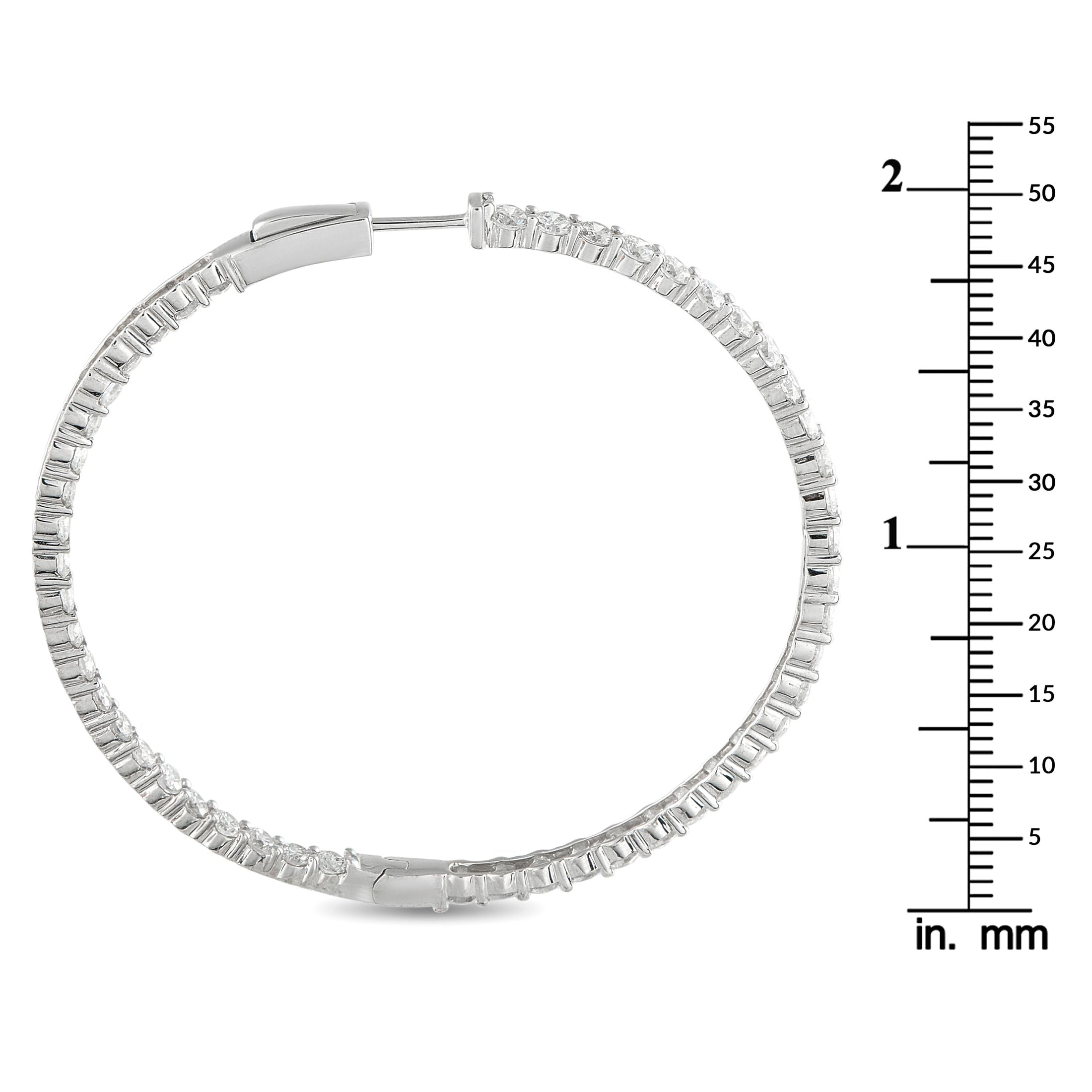 Exclusive 18K White Gold 7.20ct Diamond Inside-Out Hoop Earrings