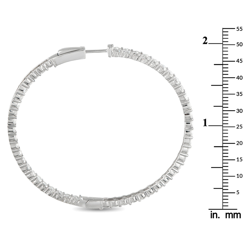 18K White Gold 7.20ct Diamond Inside-Out Hoop Earrings