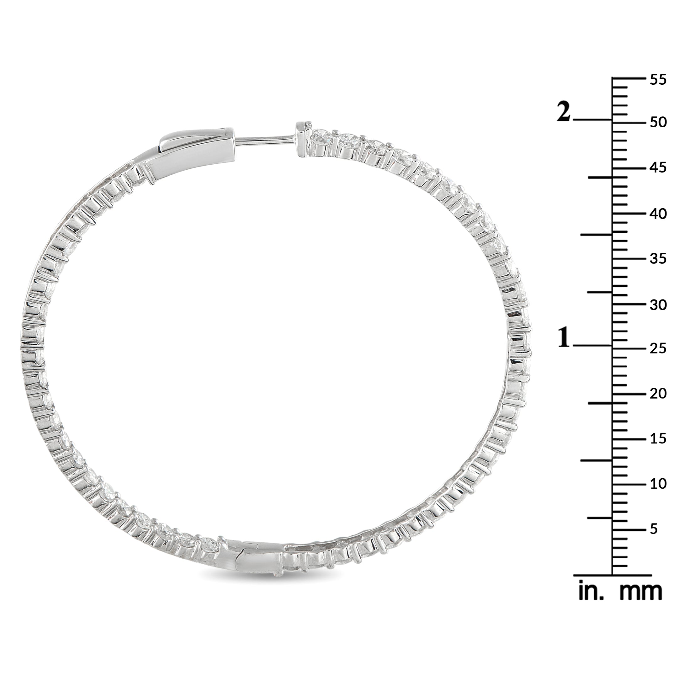 18K White Gold 7.20ct Diamond Inside-Out Hoop Earrings