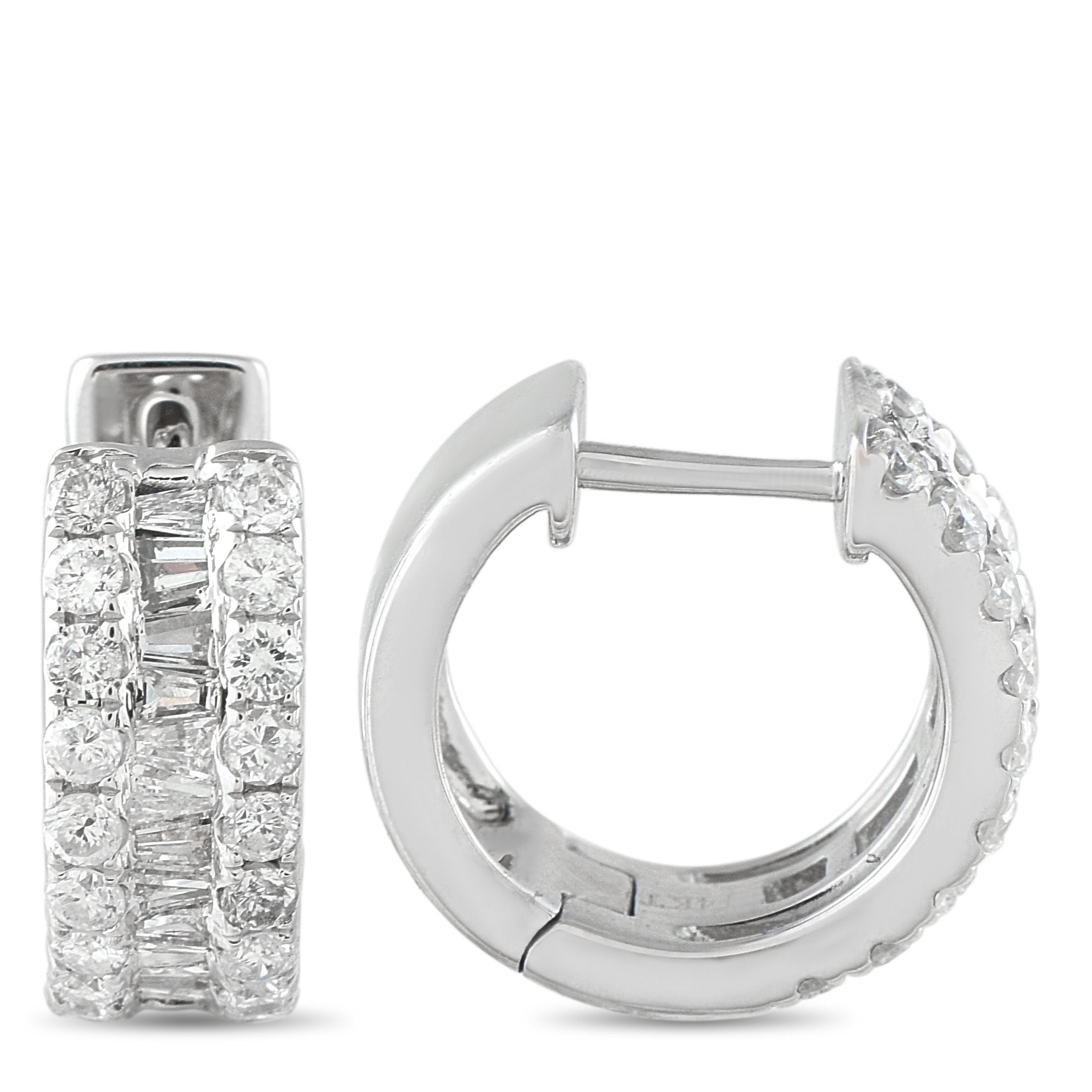 Exclusive 18K White Gold 1.33ct Diamond Huggie Earrings