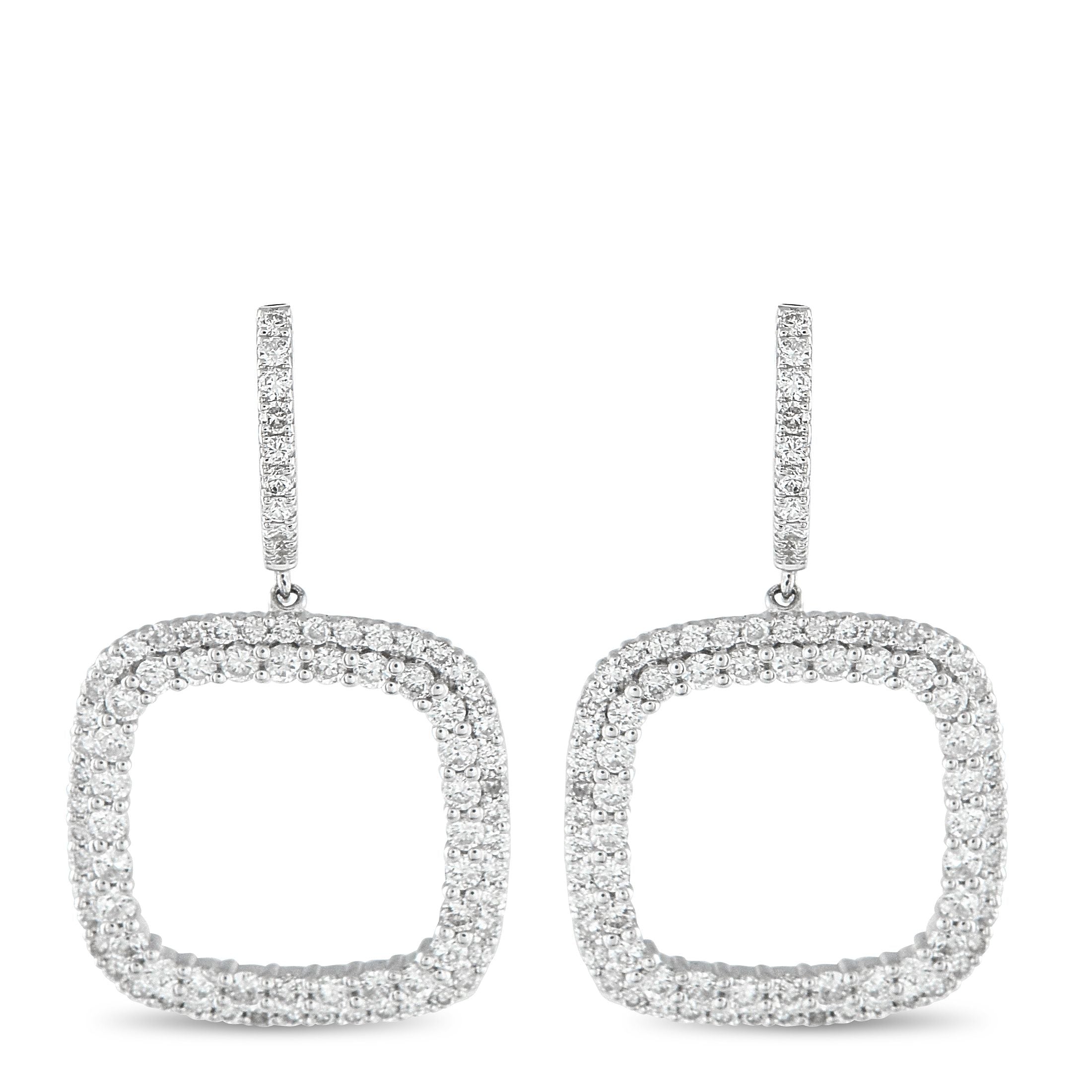 Exclusive 18K White Gold 1.50ct Diamond Dangle Earrings – These exquisite earrings offer a chic, contemporary point of view
