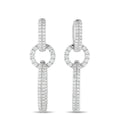 White gold diamond pave dangle earrings with circular hoop and long bar