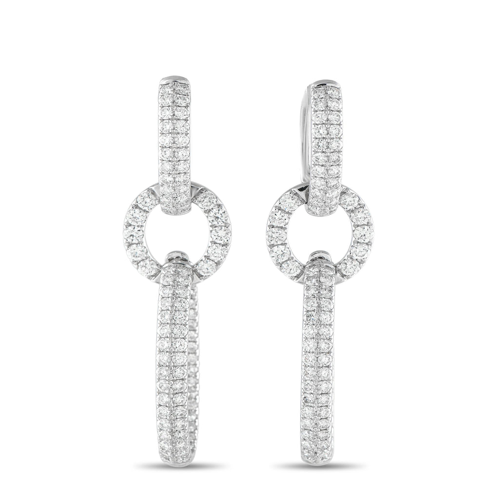 Exclusive 18K White Gold 3.85ct Diamond Dangle Earrings – These earrings will continually catch the light and capture your im