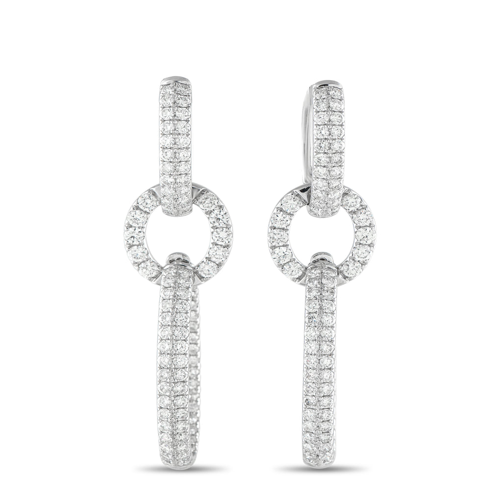 18K White Gold 3.85ct Diamond Dangle Earrings