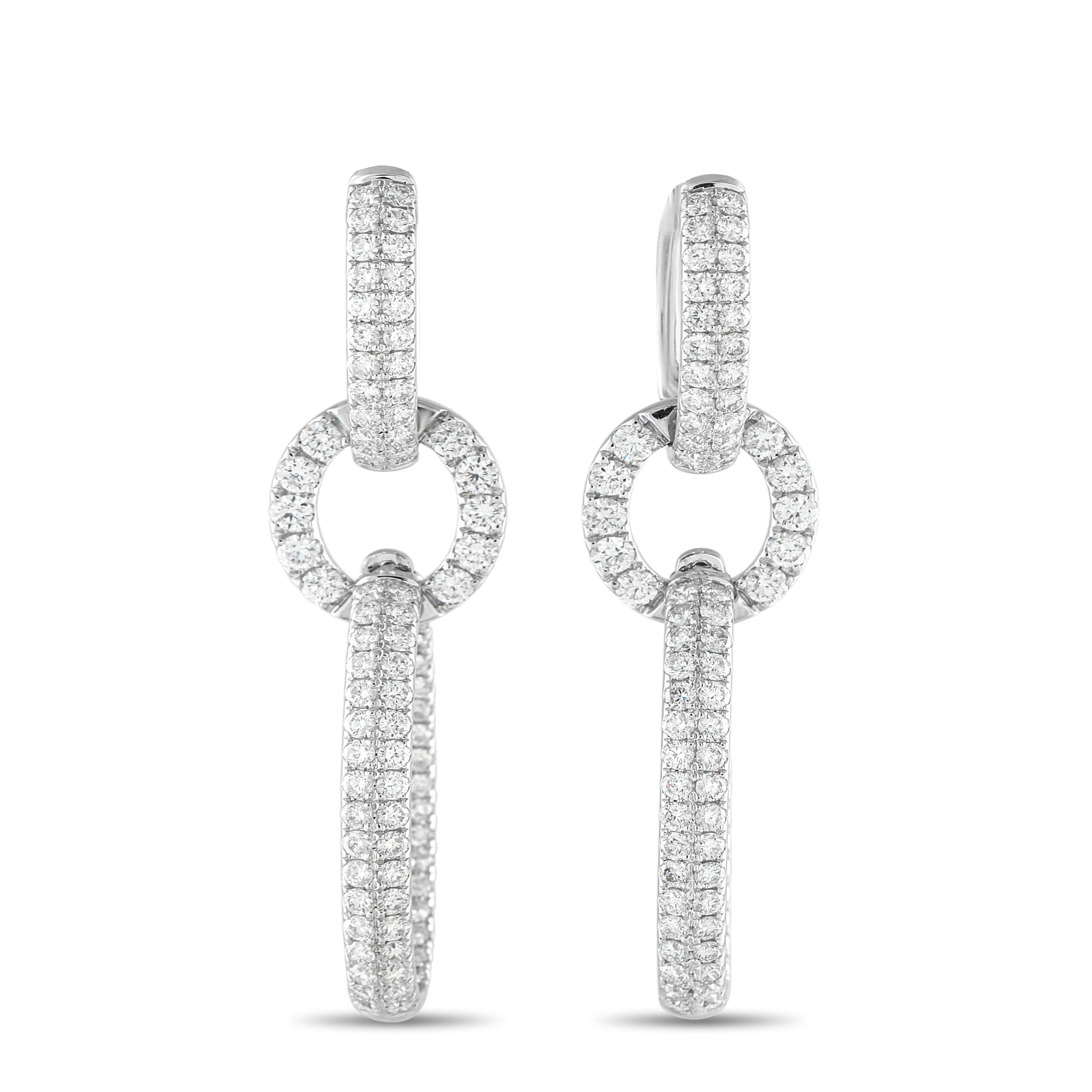 18K White Gold 3.85ct Diamond Dangle Earrings
