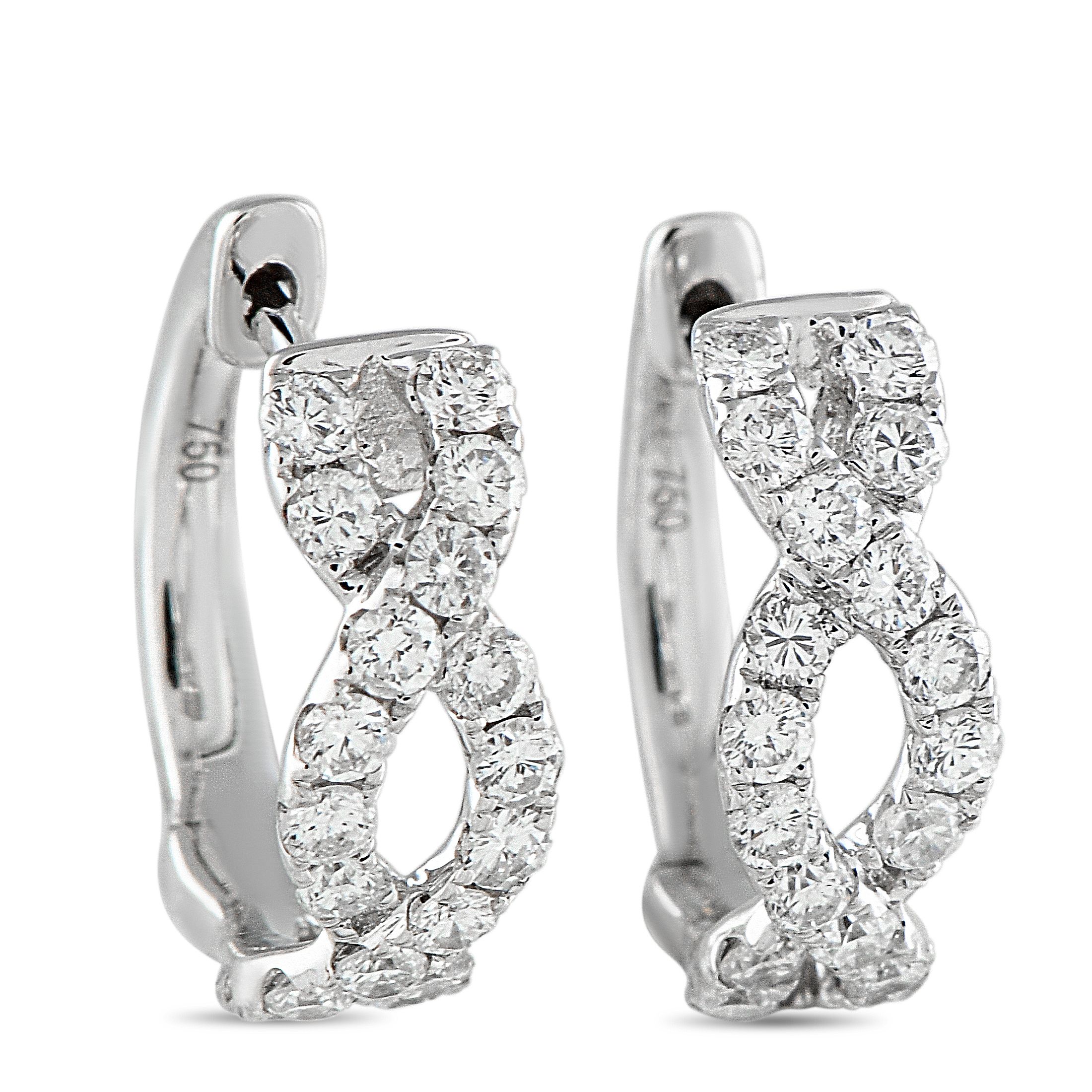 Exclusive 18K White Gold 0.67ct Diamond Earrings – An intricate 18K White Gold setting makes these earrings anything but basi