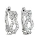 18K white gold hoop earrings with clustered round diamonds