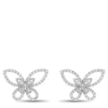 18K white gold diamond butterfly earrings with pavé wing detailing