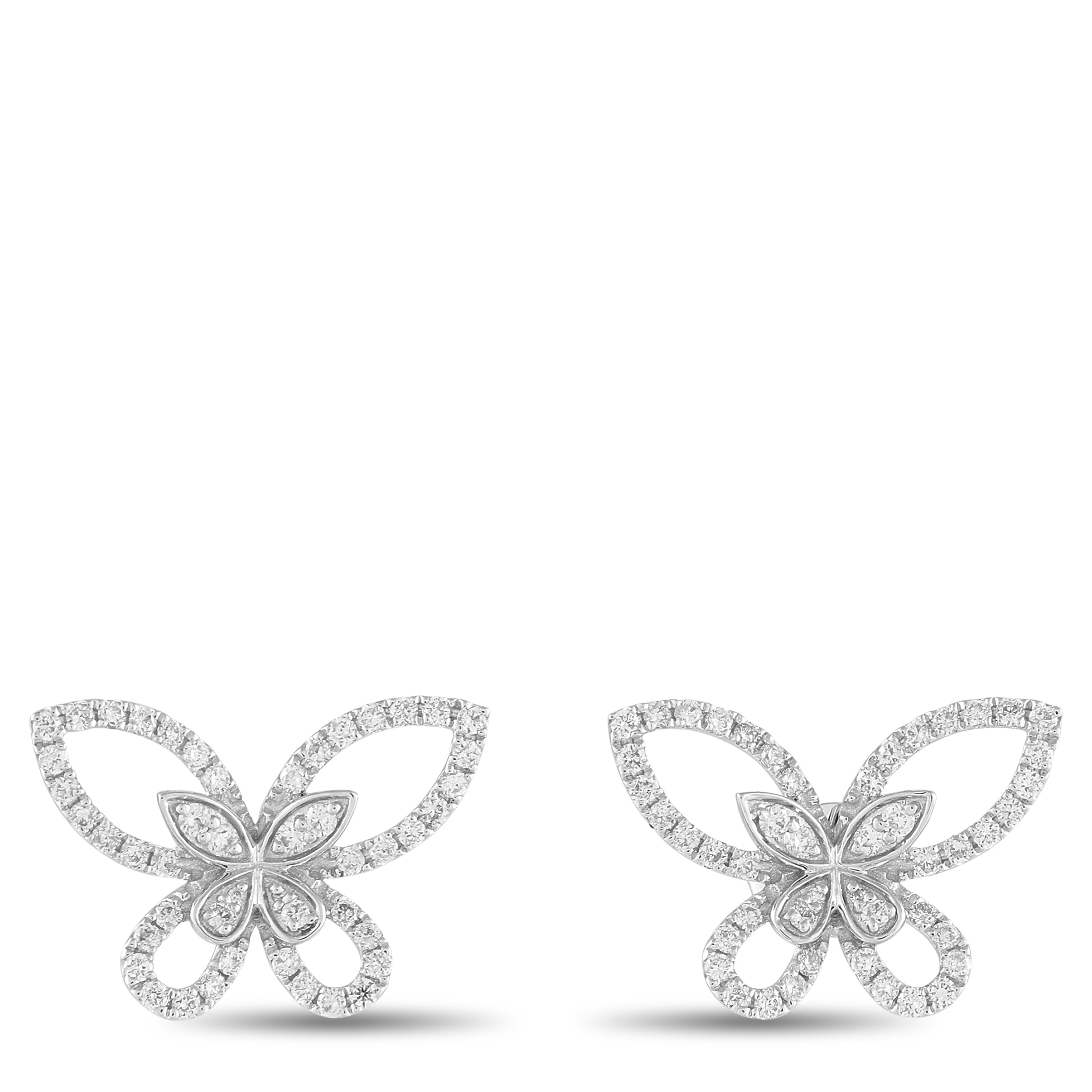 18K White Gold 0.85ct Diamond Butterfly Earrings