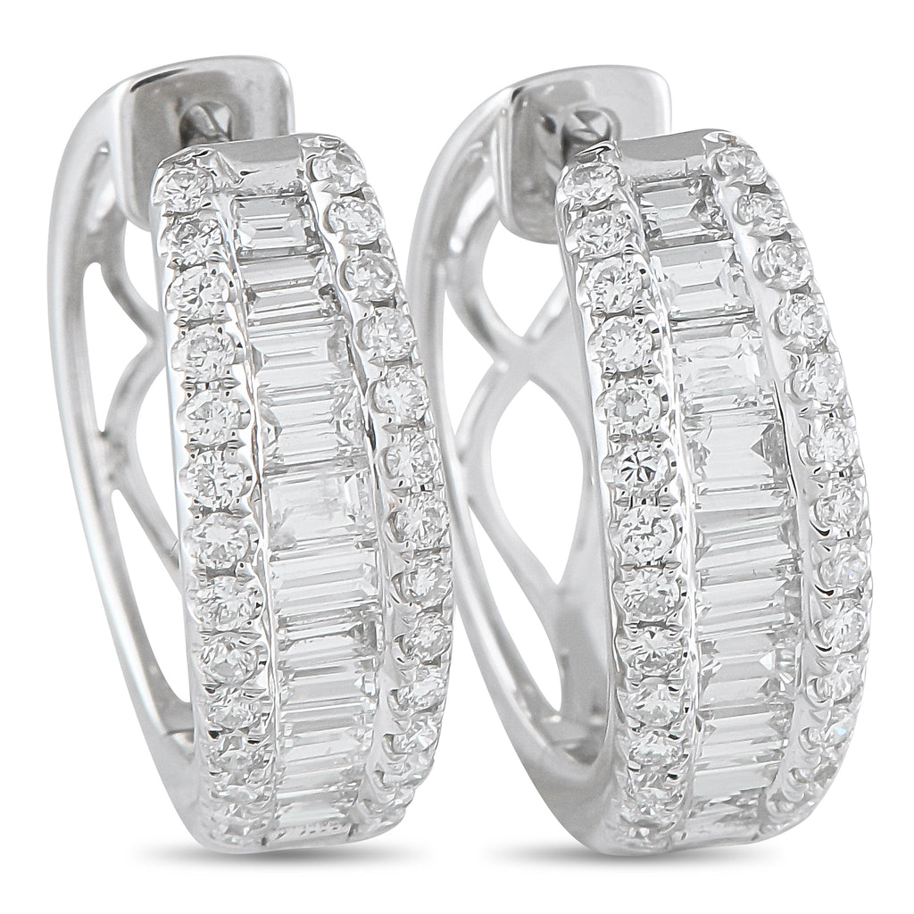 18K White Gold 1.65ct Diamond Hoop Earrings