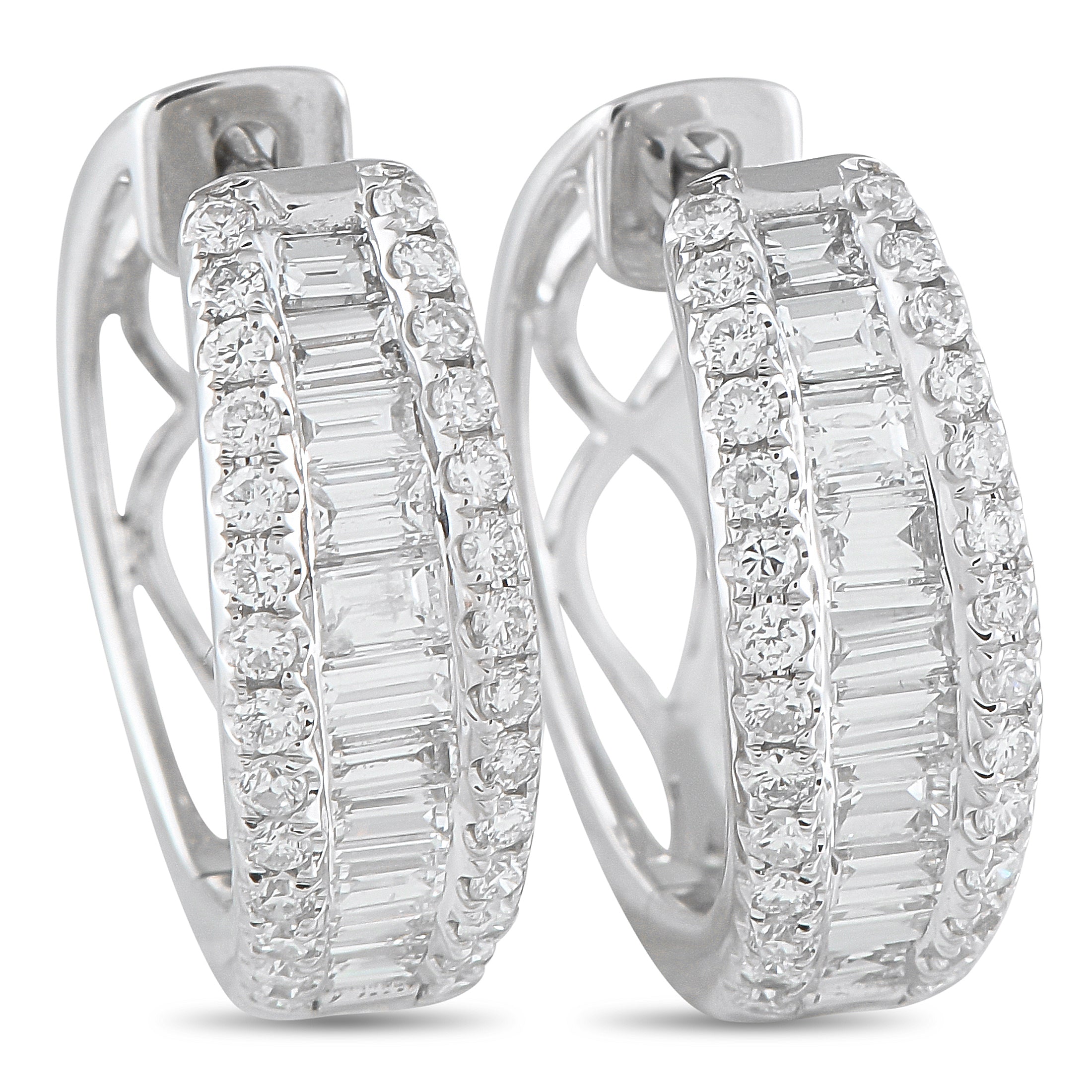 18K White Gold 1.65ct Diamond Hoop Earrings