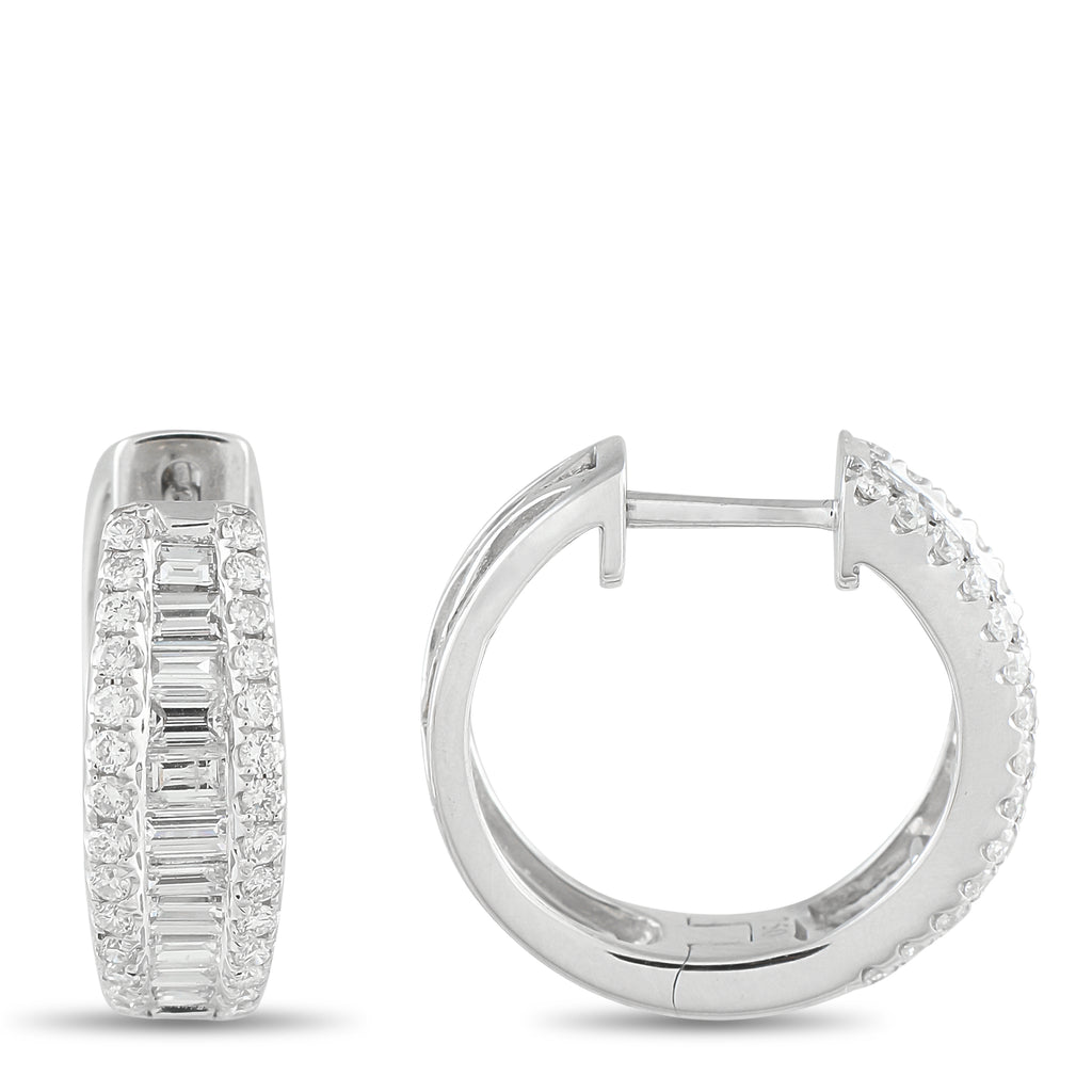 18K White Gold 1.65ct Diamond Hoop Earrings
