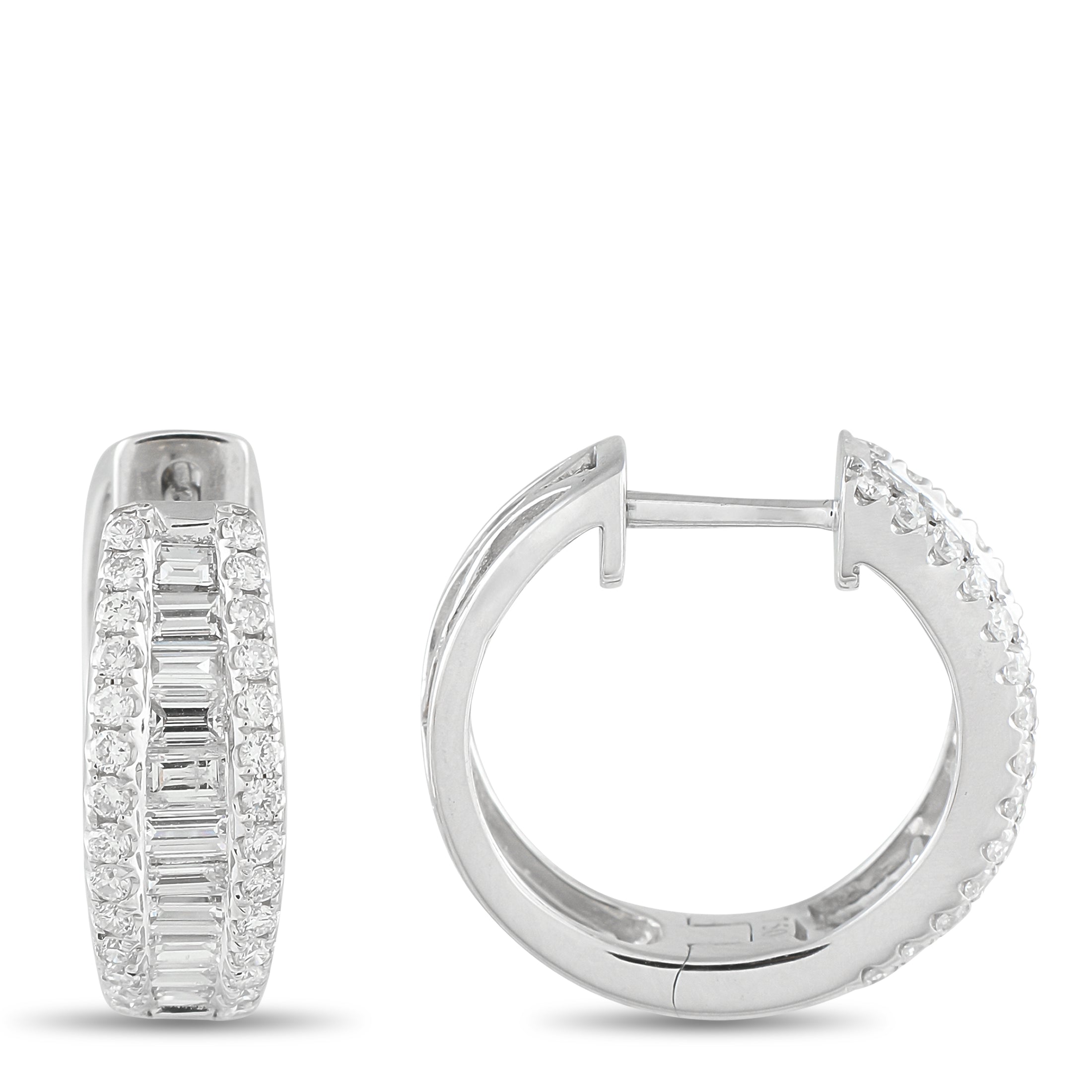 18K White Gold 1.65ct Diamond Hoop Earrings