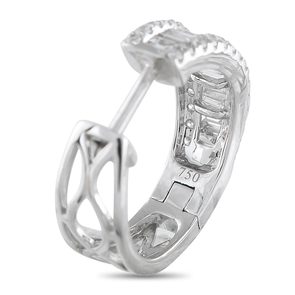 18K White Gold 1.65ct Diamond Hoop Earrings