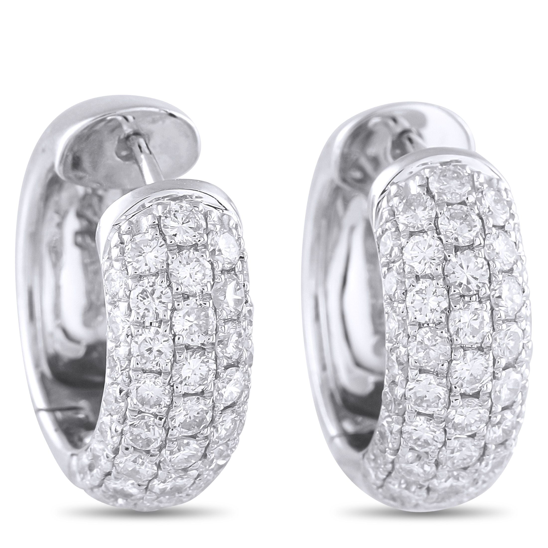 Exclusive 18K White Gold 2.0ct Diamond Huggie Earrings – Diamonds with a total weight of 2