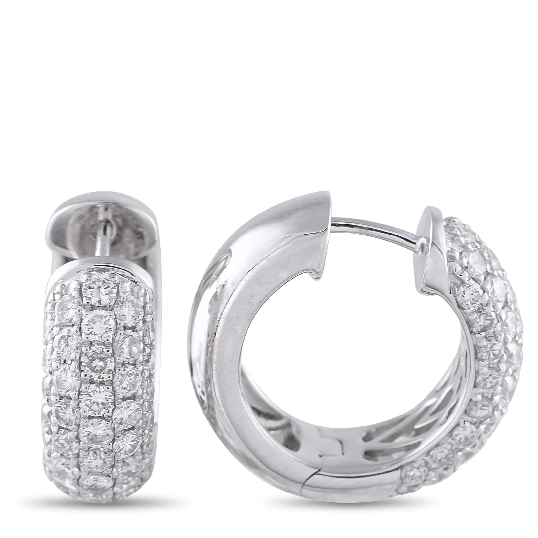 Exclusive 18K White Gold 2.0ct Diamond Huggie Earrings