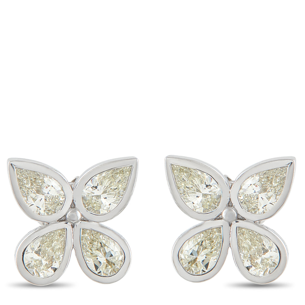 18K White Gold 2.55ct Diamond Four-Petal Earrings